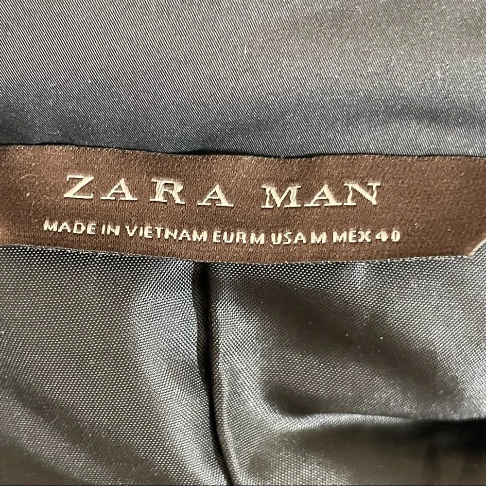 Zara‎ Man Black Faux Fur Hooded Zipper Front Windbreaker Coat Size M